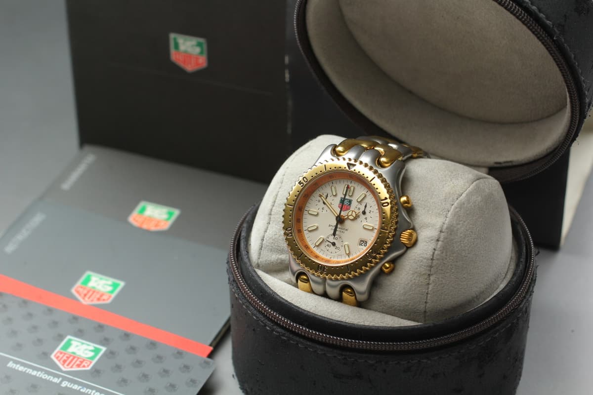 【N MINT w/BOX】 TAG HEUER S35.006 Chronograph White Quartz Men's Watch From JAPAN