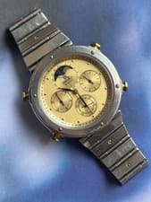 Vintage 1980s Seiko Chronograph 7A48-7010 MoonPhase Quartz Men's Watch