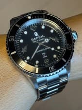 A Bathing Ape BAPEX Deca Sub Auto Watch Silver Dial Case Included Limited