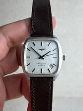 RARE Longines Conguest Automatic 633 TV Shape Silver Dress Watch Date Vintage
