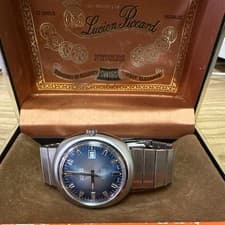 Lucien Piccard Incabloc Automatic 21 Jewels Blue Dial Steel Watch w/ Box