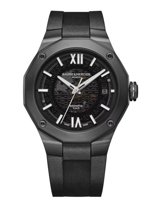 NEW Baume & Mercier Riveria 10617 Baumatic - Black DLC - Rubber - 42mm - £3950
