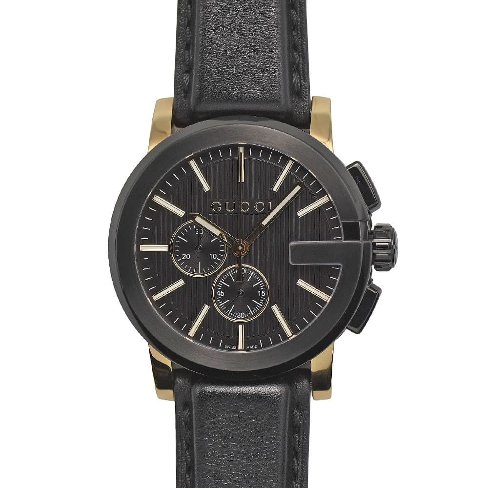GUCCI G-Chrono 101.2 Men's Quartz Chronograph Black Gold YA101203 Used