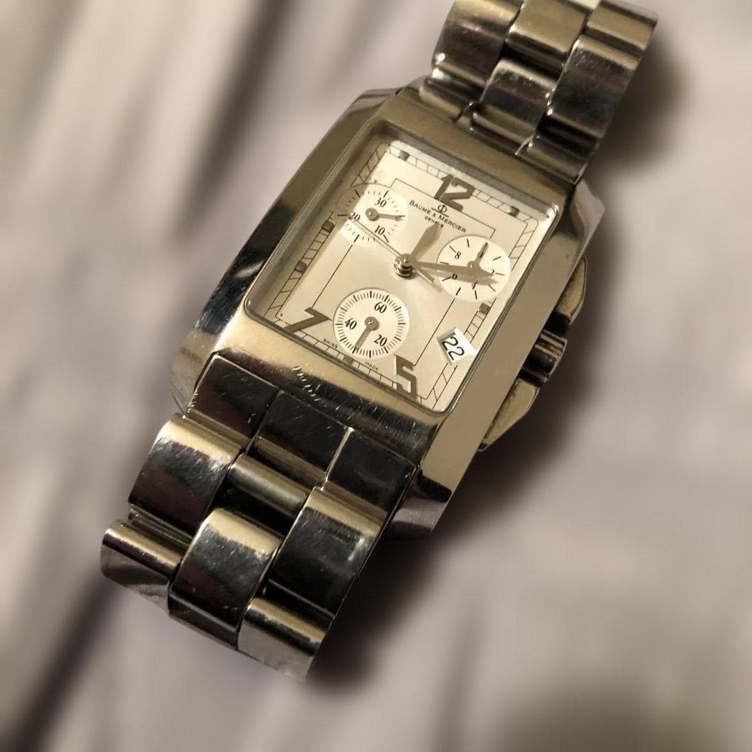 Baume & Mercier Hampton 65341 Chronograph Quartz Watch 44x28mm Wrist 17cm Works