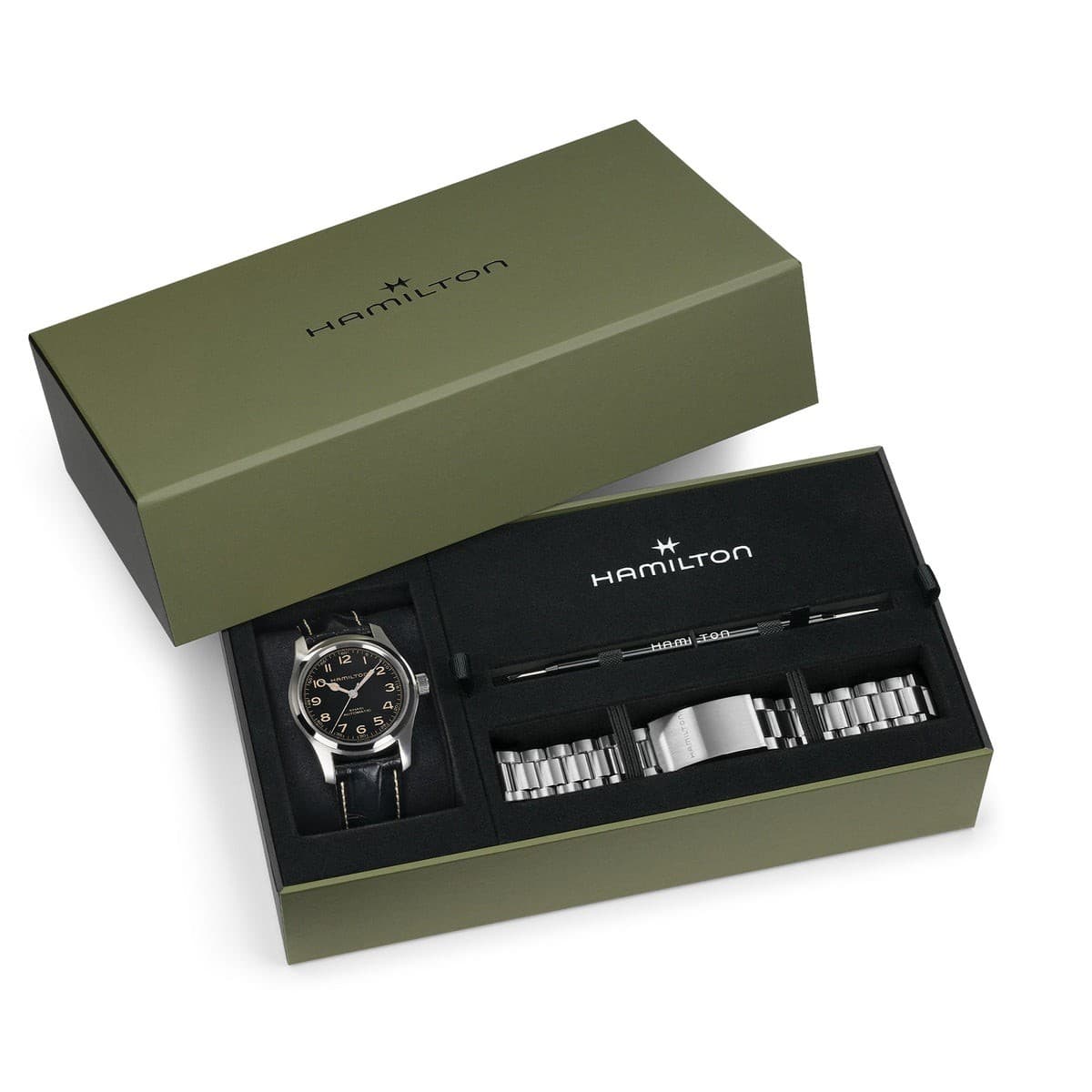 2025 Hamilton Khaki Field Murph Auto Black Dial Dual Strap Men's watch H70605732