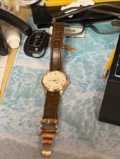 Orient Automatic Moonphase Wristwatch Rose Gold Case Brown Leather Roman Numera…