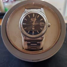 Citizen Auto Dater Seven Jet Automatic Wristwatch Vintage Rare Black Dial