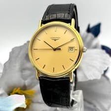Longines Quartz Date Mens Watch 34mm Leather Strap wrist 19.5cm/7.7in