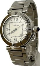 Cartier Pasha Seatimer W31080M7 Silver 40mm Automatic Mens Watch Excellent A6079