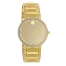 Movado Sapphire Men's Gold-Tone Mirror Dial Quartz Watch 0607180