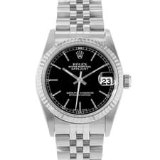 Rolex Datejust 31 78274 Black Dial Steel 18k White Gold Mens Watch Papers 2000