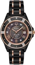 NEW BULOVA LADIES MARINE STAR MOTHER OF PEARL DIAL BLACK CERAMIC WATCH 98R242