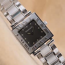 Tiffany & Co Atlas Square Roman Bezel Gray Dial Quartz Women’s Watch 23mm Box