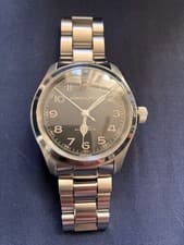 Hamilton Khaki Field Murph 38mm Automatic Black Dial Leather Exhibition Caseback