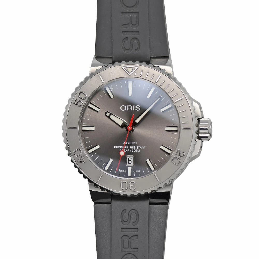 ORIS WATCH 01 733 7730 4153-07 4 24 63EB AQUIS DATE RELIEF AUTOMATIC GRAY MEN'S