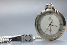 [Near MINT] Vintage OMEGA De Ville Pocket Watch Cal.1417 Quartz Gold Roman Watch