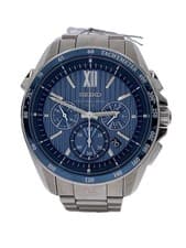 SEIKO Brightz 8B82-0ALO Solar Analog Navy Dial Stainless Watch Near Mint JAPAN
