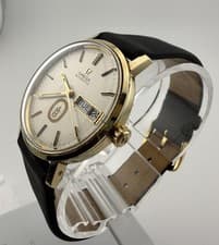 Vintage Omega Automatic Day-Date Gold Tone Oroweat Retirement Watch Wheat Dial