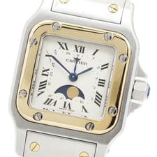 CARTIER Santos Galbee SM W20008C4 YG2 tone Moon phase Quartz Ladies Watch_952834