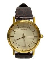 [A3i] SEIKO 7N01-7160 Cream Dial Brown Leather Analog Quartz Watch  From Japan
