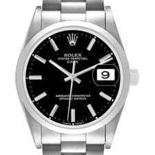 Rolex Oyster Perpetual Date Steel Black Dial Mens Watch 15200