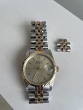 Bulova Super Seville Automatic Men’s Gold-Gray Combo Watch Rare Used 2604TK