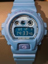 Casio G Shock DW 6900MM Crazy Colors Quartz Watch Blue 53mm wrist 23cm