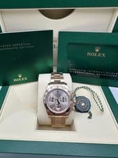 Pristine Rolex Daytona 116505A 18K Rose Gold Sundust Baguette Dial Box Papers