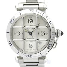 CARTIER Pasha 38 Grid Steel Automatic Mens Watch W31040H3 Polished BF589860