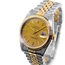 Rolex Datejust 36mm Yellow Gold Steel Champagne Linen Index Dial 16233