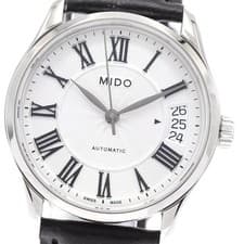 Mido Belluna Boys' Automatic Watch SS Leather Silver Date From Japan