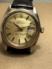 Rolex 1601 36mm Datejust In Steel & Gold with RARE Linen Dial Excellent