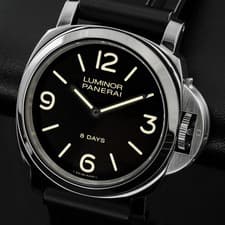 Panerai Luminor Base 8 Days 44mm Black Dial PAM00560 Complete w New Extra Strap