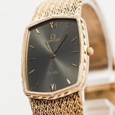 *Vintage 1982* OMEGA De Ville Cal.1377 Quartz Gold×Gray Roman Slim Case 25mm Men