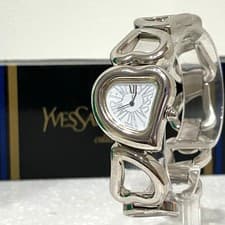 Yves Saint Laurent YSL Heart Silver GP Watch Quartz Vintage 25ｍｍ Working Used