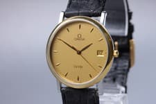 [N MINT Paper] Omega De Ville Cal.1432 Ref.196.2432 Gold Dial Quartz Men's Watch