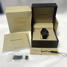 Burberry Black Ceramic Chronograph Watch Date Stainless Steel Used From Japan