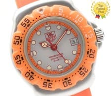 Vintage *Exc+5* TAG HEUER Formula1 373.508 Orange Date Quartz Ladies Watch JAPAN