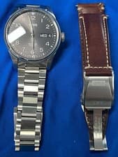 Oris Big Crown ProPilot Gray Men's Watch with leather band and SS bracelet