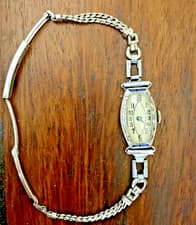 ART DECO ORIGINAL Watch 12 DIAMONDS 4 SAPPHIRE KESTENMADE 14K GF Band- For Parts