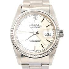 Mens Rolex Stainless Steel Datejust Watch Silver Stick Dial Oyster Band 16220