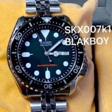 Seiko Black Boy SKX007 Mod Dome AR Sapphire 200m Dive Watch Used From Japan