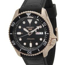 Seiko 5 SRPD76K1 Wristwatch Men's Automatic Black Rose Gold Used From Japan
