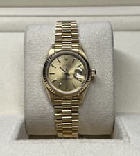 Rolex Datejust champagne stick  dial fluted bezel 18kt 69173 watch only 26mm