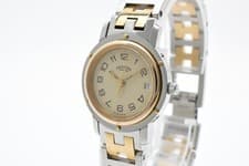 [Exc+5] Vintage HERMES CL3.240 24mm Ivory Dial Date Quartz Women's Watch JAPAN