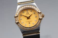Omega Constellation 1277.15 18k Diamond Dial & Bezel Q Two-Tone Qz Ladies Watch