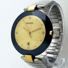 Rado Men Wristwatch Diamond Star Gold Round Silver Quartz Work 132671