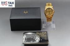 [MINT Box] Bulova Super Seville Day Date 4414104 Gold Men's Auto Watch JAPAN