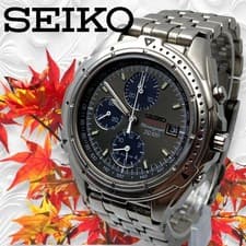 SEIKO Chronograph Titanium SQ100 Tachymeter Water Resistant 10bar Crystal B12972