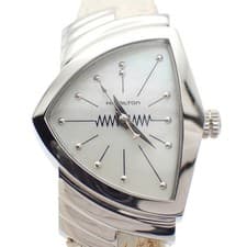 Hamilton Lady Ventura Quartz Watch Shell Dial Leather Strap